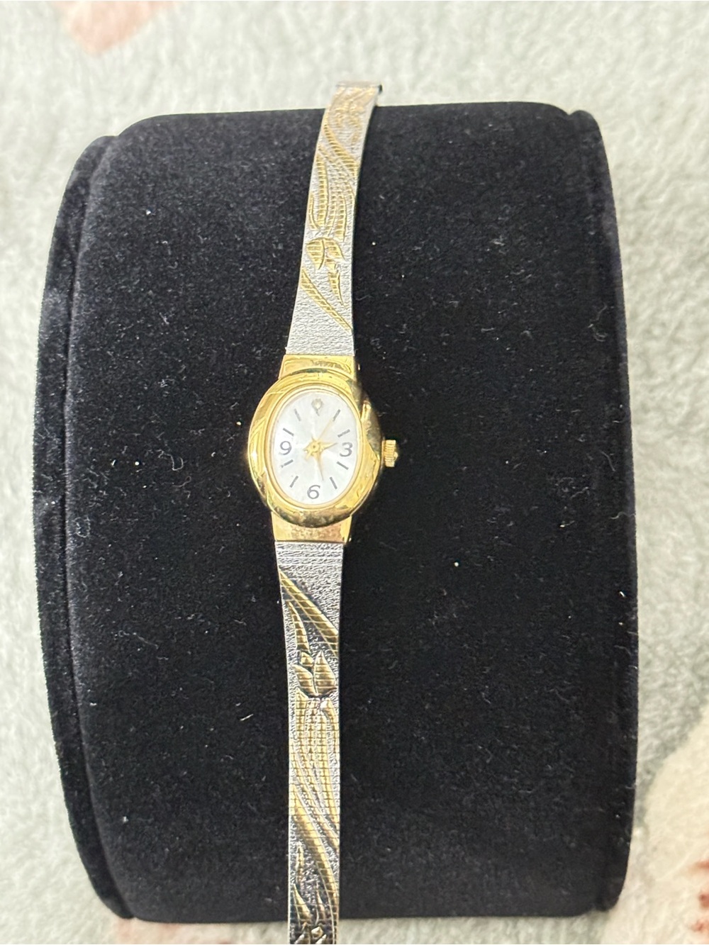 Women's Two-Tone Gold & Silver Floral Slim Bracelet Watch